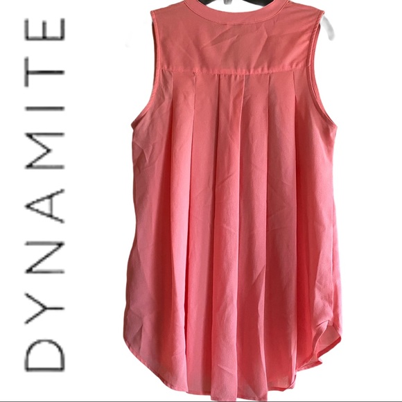 2/$25- DYNAMITE Salmon Pink Back Pleated Sleeveless Top - Picture 3 of 6